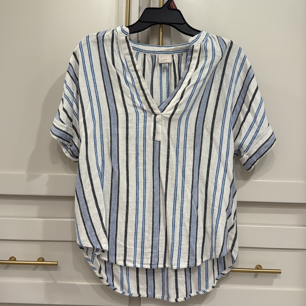 Striped Short Sleeve Blouse